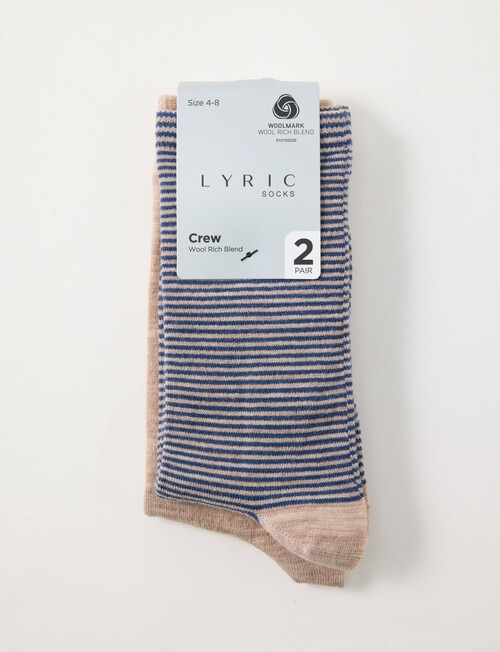 Lyric Wool Rich Fine Stripe Sock, 2-Pack, Natural Marle product photo View 02 L