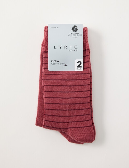 Lyric Wool Rich Stripe Crew Sock, 2-Pack, Raspberry product photo View 02 L
