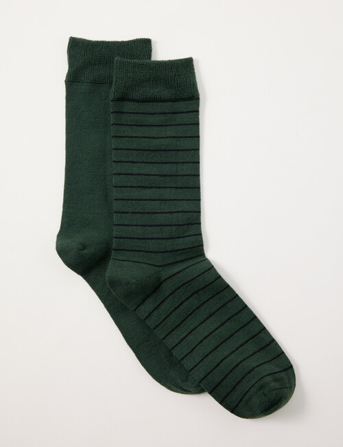 Lyric Wool Rich Stripe Crew Sock, 2-Pack, Green product photo