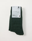 Lyric Wool Rich Stripe Crew Sock, 2-Pack, Green product photo View 02 S