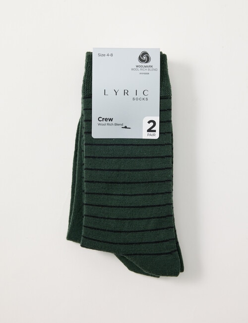 Lyric Wool Rich Stripe Crew Sock, 2-Pack, Green product photo View 02 L