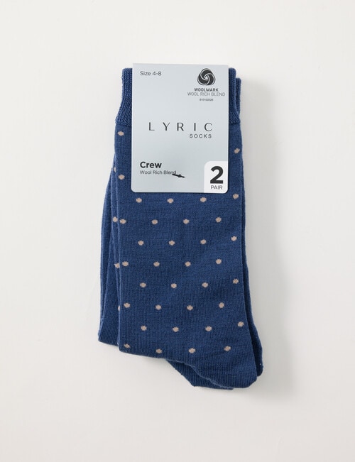 Lyric Wool Rich Spot Crew Sock, 2-Pack, Blue product photo View 02 L