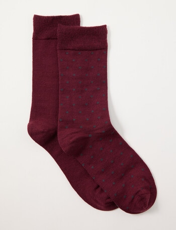 Lyric Wool Rich Spot Crew Sock, 2-Pack, Maroon product photo