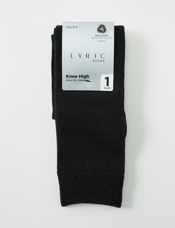 Lyric Wool Rich Knee Hi Sock, Black, 4-11 product photo