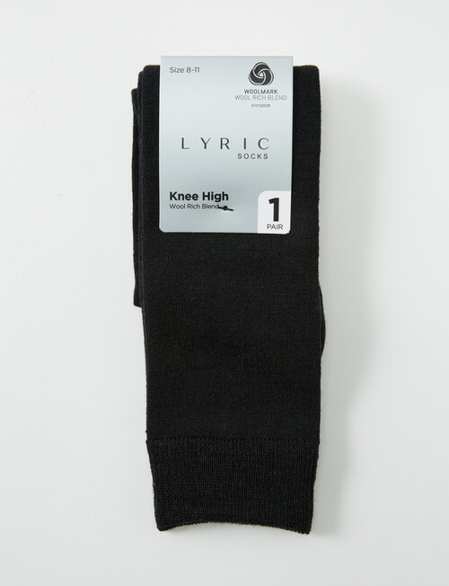 Lyric Wool Rich Knee Hi Sock, Black, 4-11 product photo