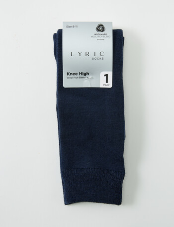 Lyric Wool Rich Knee Hi Sock, Navy, 4-11 product photo