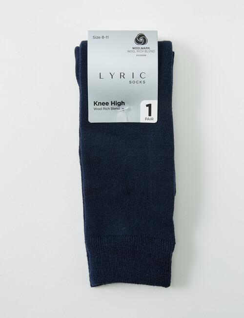 Lyric Wool Rich Knee Hi Sock, Navy, 4-11 product photo