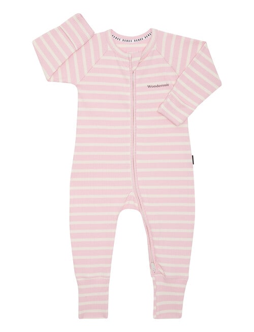Bonds Rib Stripe Zippy Wondersuit, Pink product photo