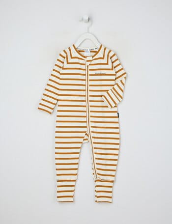 Bonds Wondersuit Rib Stripe Zippy, White & Brown product photo