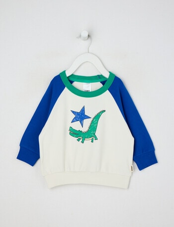 Bonds Soft Threads Croc-Star Pullover, Blue, White & Green product photo