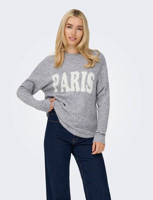 ONLY Jerico Long Sleeve Pullover, Grey Marle product photo View 04 L