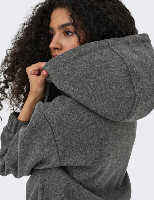 ONLY Adina Short Hood Jacket, Grey Marle product photo View 03 L