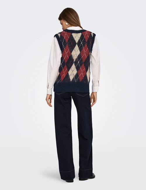 ONLY Noeme Argyle Vest, Night Sky product photo View 02 L