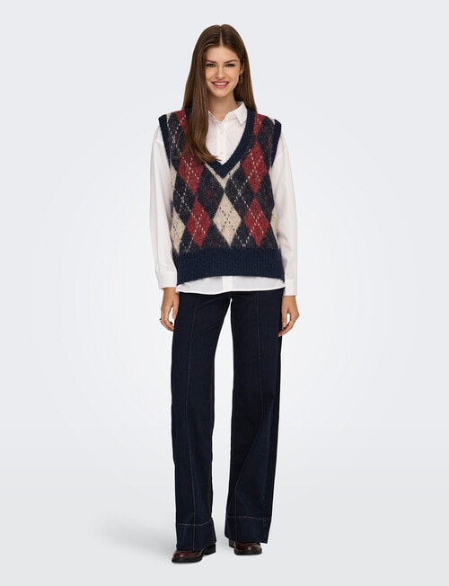 ONLY Noeme Argyle Vest, Night Sky product photo View 04 L