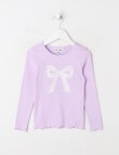 Mac & Ellie Lace Bow Long Sleeve Rib Tee, Lilac product photo