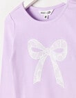 Mac & Ellie Lace Bow Long Sleeve Rib Tee, Lilac product photo View 02 S