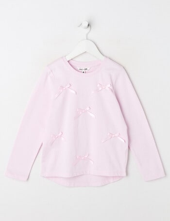 Mac & Ellie Ribbon Bows Long Sleeve Tee, Soft Lilac product photo