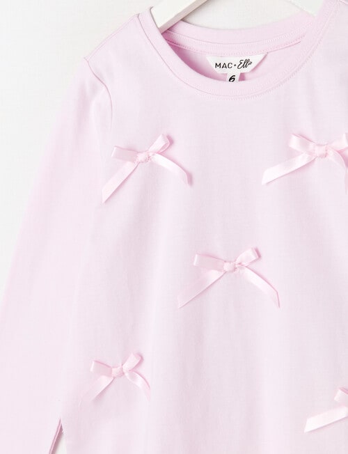 Mac & Ellie Ribbon Bows Long Sleeve Tee, Soft Lilac product photo View 02 L