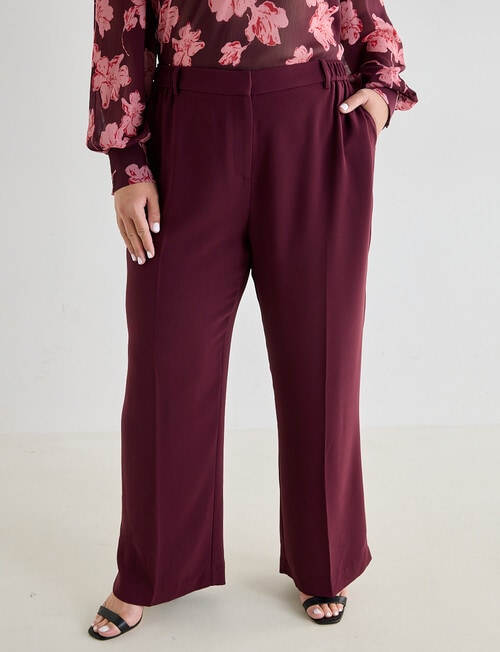 Studio Curve Wide Leg Elastic Pant, Cherry Lacquer product photo