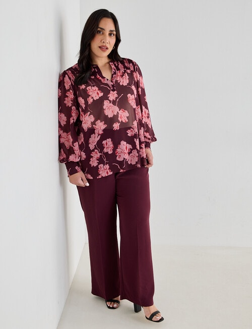 Studio Curve Wide Leg Elastic Pant, Cherry Lacquer product photo View 03 L