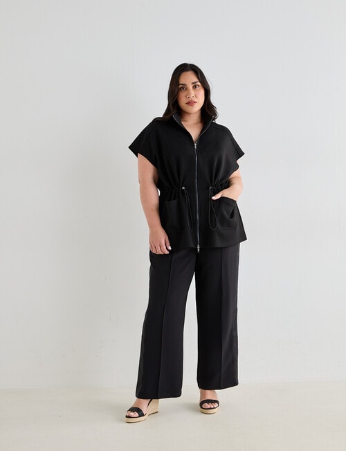 Studio Curve Knit Zip Thru Vest, Black product photo View 03 L