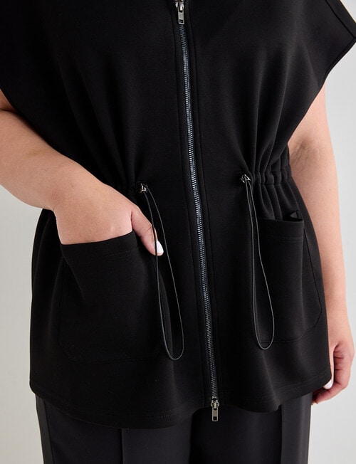 Studio Curve Knit Zip Thru Vest, Black product photo View 05 L