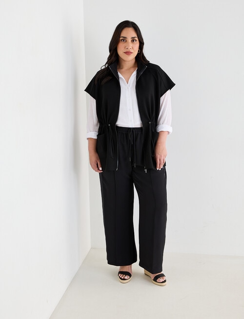 Studio Curve Knit Zip Thru Vest, Black product photo View 06 L