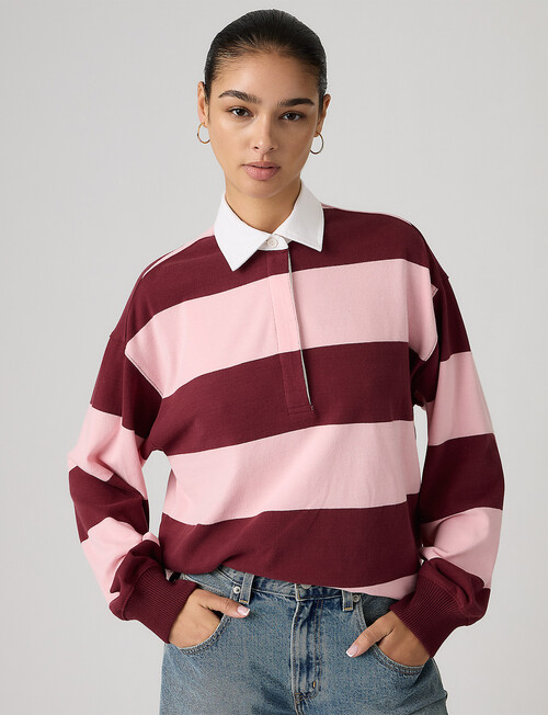 Levis Reenie Rugby Stripe Long Sleeve Top, Coral Blush product photo