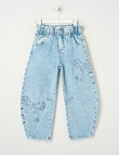 Mac & Ellie Bows Paperbag Barrel Jean, Washed Blue product photo