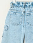 Mac & Ellie Bows Paperbag Barrel Jean, Washed Blue product photo View 02 S