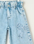 Mac & Ellie Bows Paperbag Barrel Jean, Washed Blue product photo View 03 S
