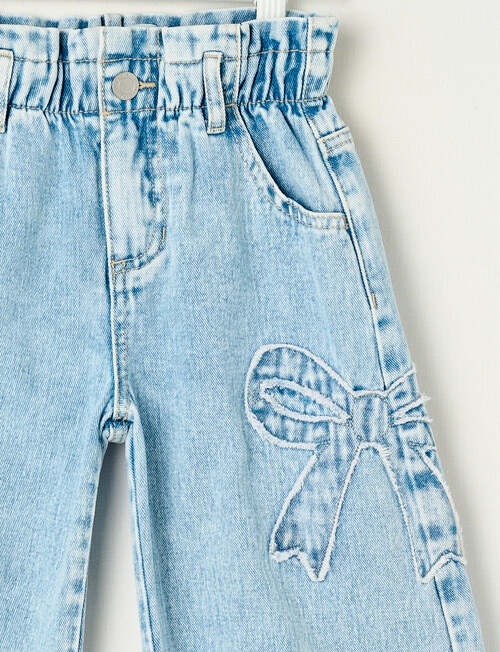 Mac & Ellie Bows Paperbag Barrel Jean, Washed Blue product photo View 03 L