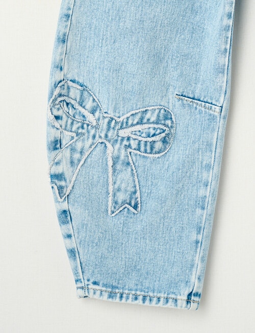 Mac & Ellie Bows Paperbag Barrel Jean, Washed Blue product photo View 04 L