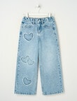 Mac & Ellie Applique Hearts Wide Leg Jean, Light Blue product photo