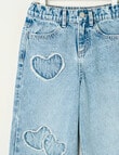 Mac & Ellie Applique Hearts Wide Leg Jean, Light Blue product photo View 03 S