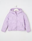 Mac & Ellie Quilted Daisy Hooded Jacket, Lilac product photo