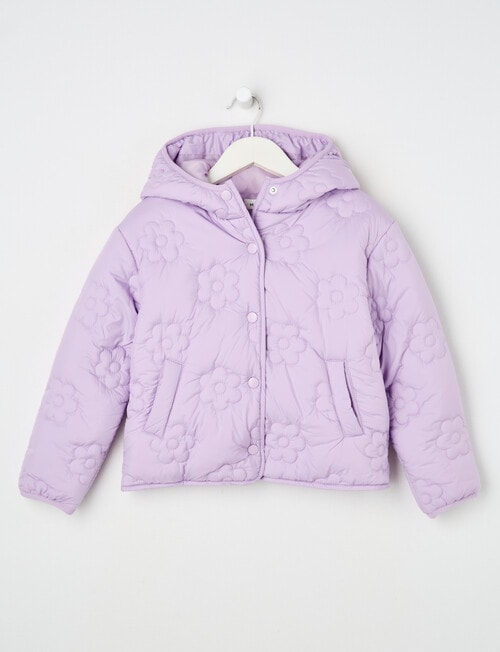 Mac & Ellie Quilted Daisy Hooded Jacket, Lilac product photo