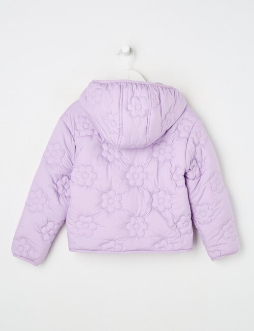 Mac & Ellie Quilted Daisy Hooded Jacket, Lilac product photo View 03 L