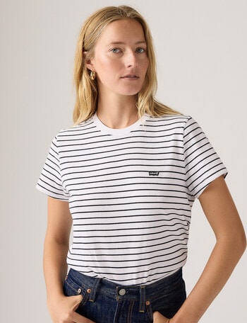 Levis Favourite Cotton Tee, White & Anthracite Stripe product photo