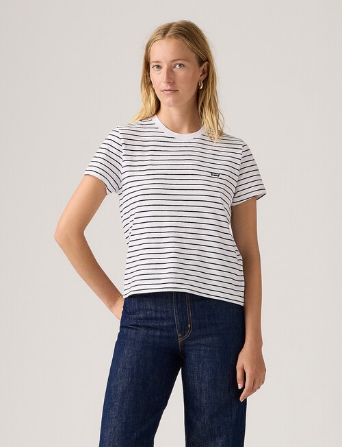 Levis Favourite Cotton Tee, White & Anthracite Stripe product photo View 04 L