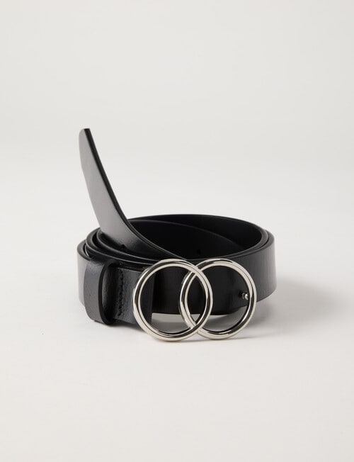 Boston + Bailey Leather O-Ring Buckle Belt, Black product photo
