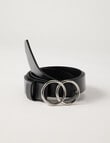 Boston + Bailey Leather O-Ring Buckle Belt, Black product photo
