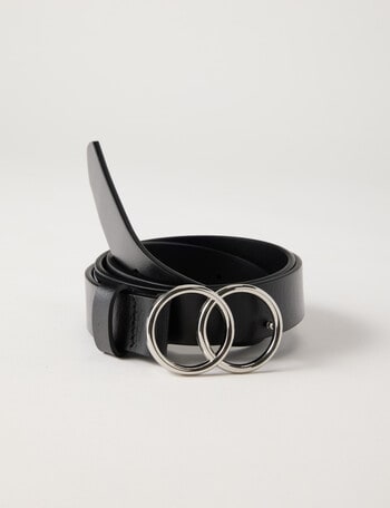 Boston + Bailey Leather O-Ring Buckle Belt, Black product photo