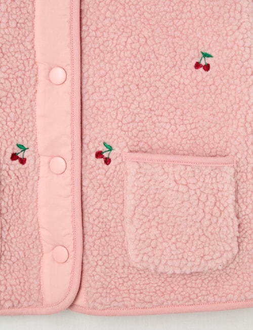 Mac & Ellie Cherries Borg Fleece Jacket, Blush product photo View 02 L