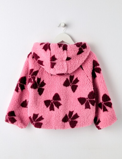Mac & Ellie Bows Sherpa Hooded Jacket, Candy Pink product photo View 02 L