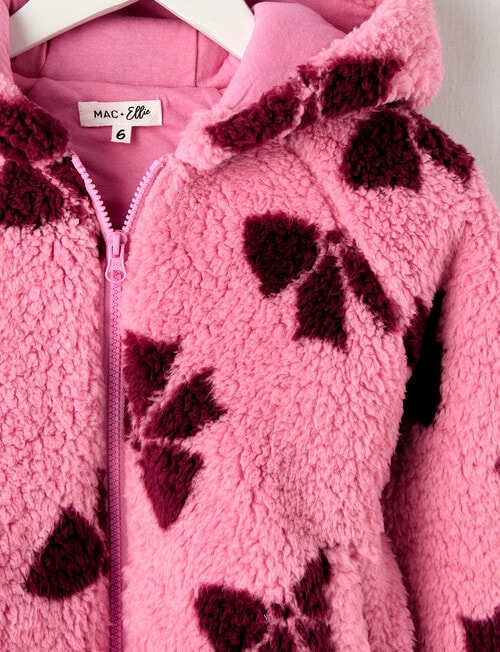 Mac & Ellie Bows Sherpa Hooded Jacket, Candy Pink product photo View 03 L