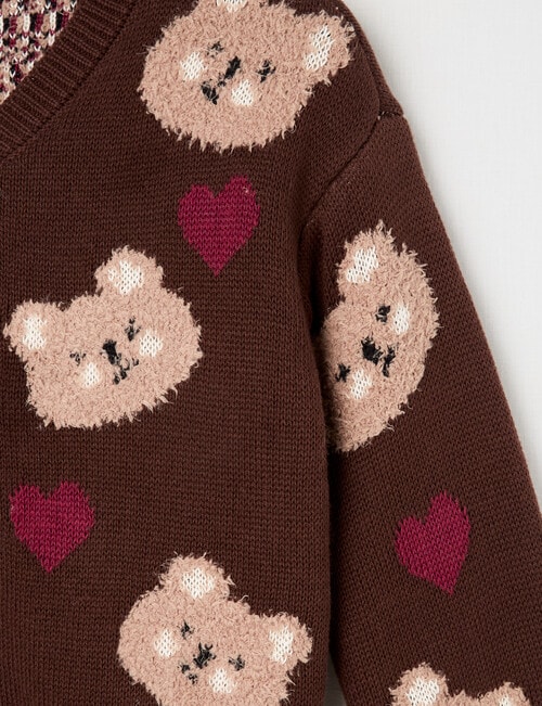 Mac & Ellie Bears Cardigan, Chocolate product photo View 02 L