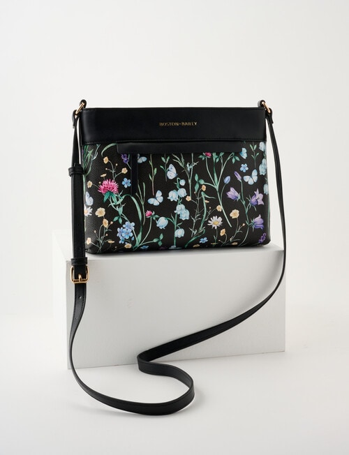 Boston + Bailey Floral Printed Crossbody Bag, Black Floral product photo