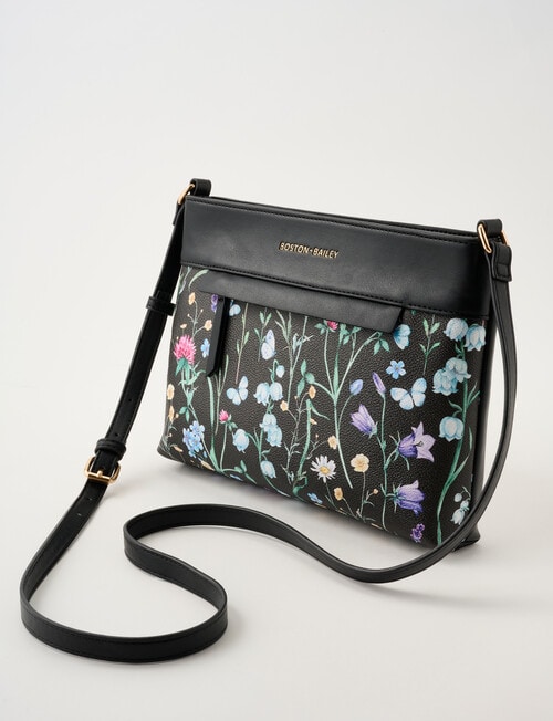 Boston + Bailey Floral Printed Crossbody Bag, Black Floral product photo View 03 L