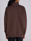 Champion Legacy Tonal Script Quarter Zip Crew Sweatshirt, Warm Chocolate Brown product photo View 03 S